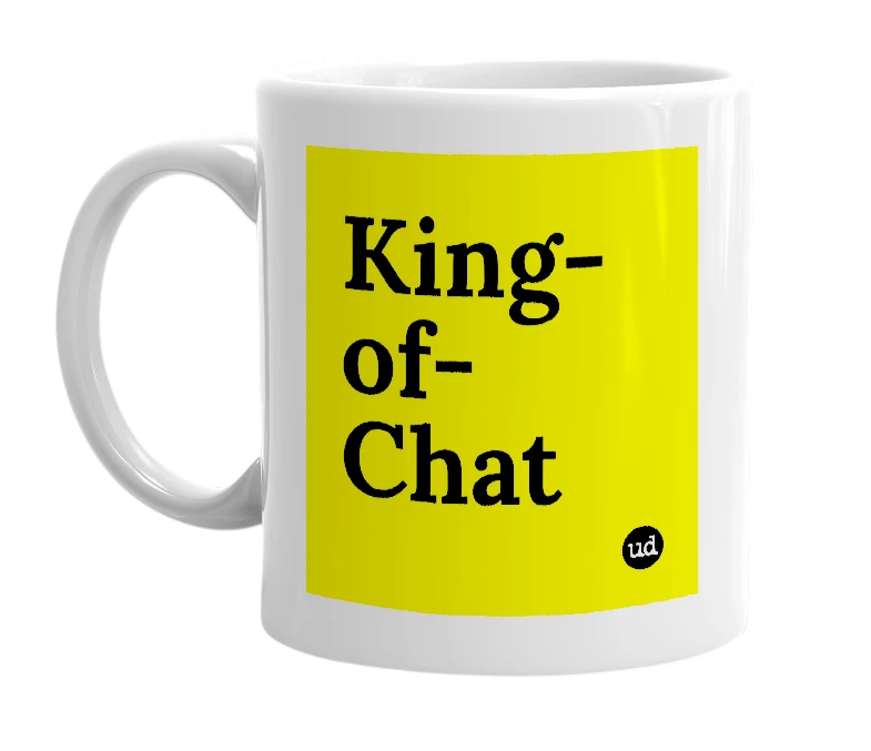 White mug with 'King-of-Chat' in bold black letters