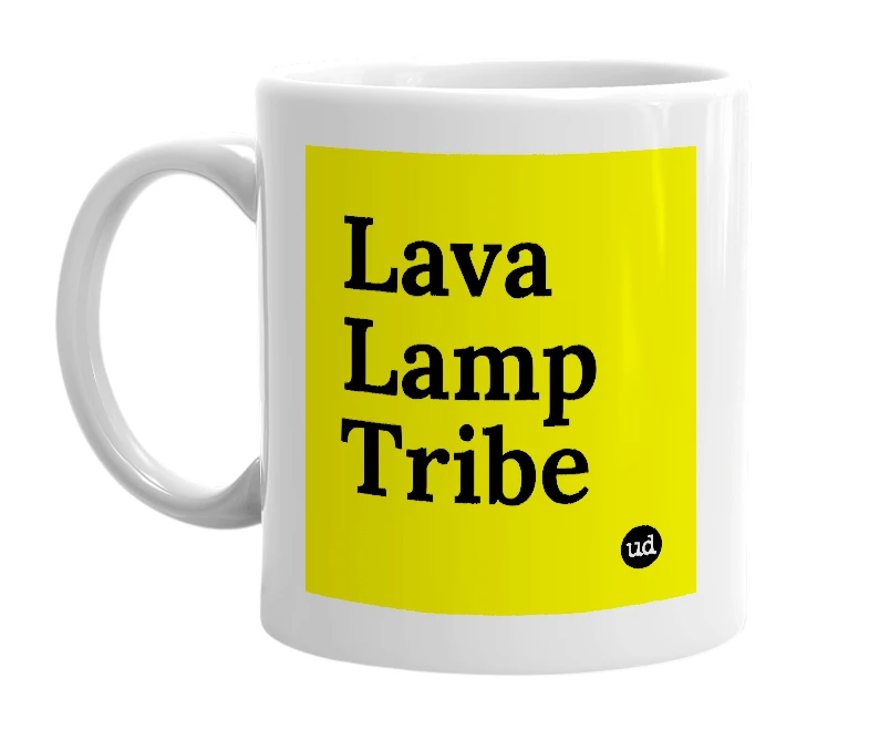 White mug with 'Lava Lamp Tribe' in bold black letters