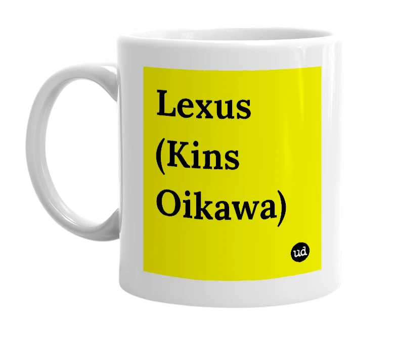 White mug with 'Lexus (Kins Oikawa)' in bold black letters