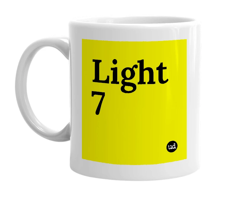 White mug with 'Light 7' in bold black letters