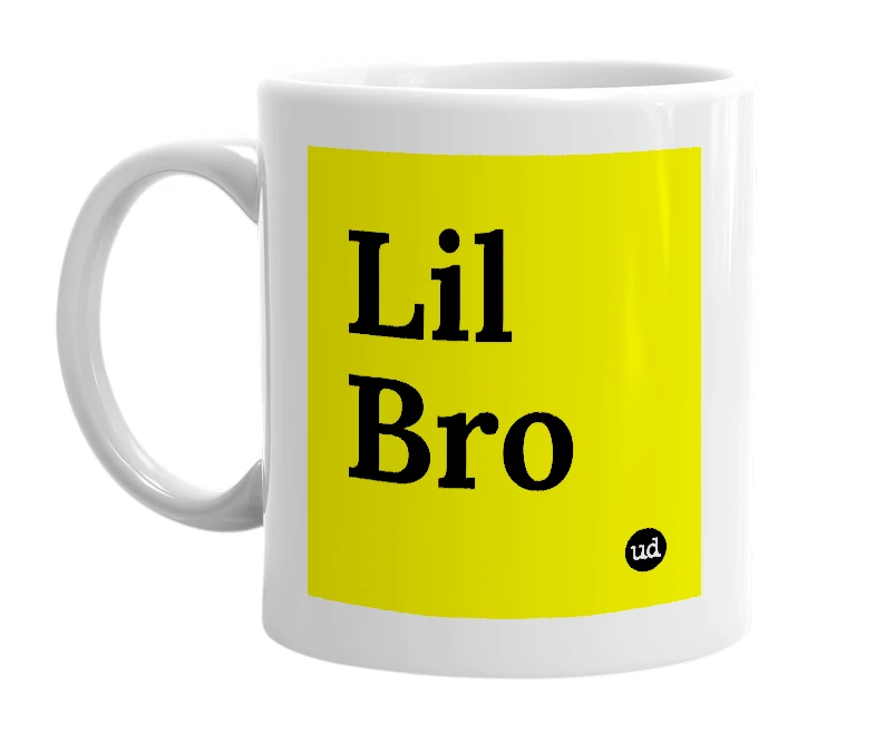 White mug with 'Lil Bro' in bold black letters