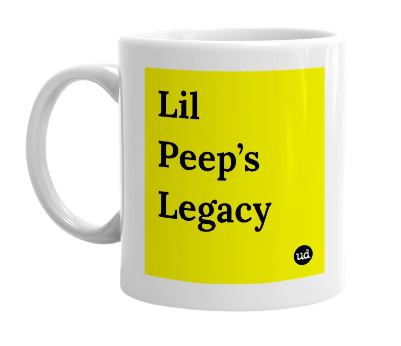 White mug with 'Lil Peep’s Legacy' in bold black letters