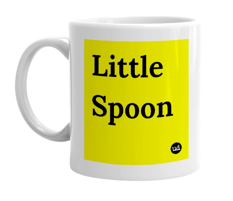 White mug with 'Little Spoon' in bold black letters