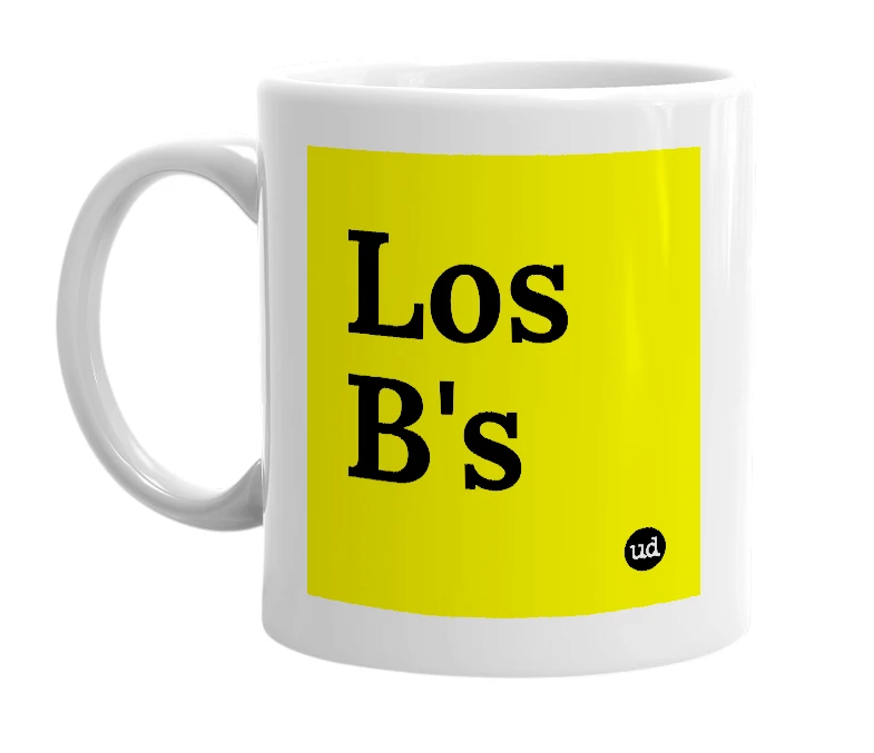 White mug with 'Los B's' in bold black letters