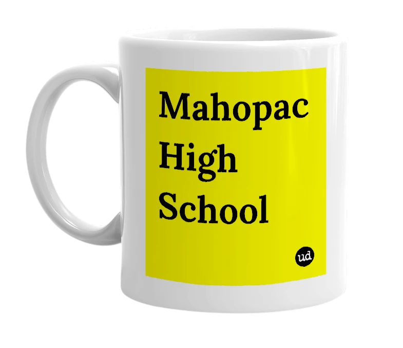White mug with 'Mahopac High School' in bold black letters