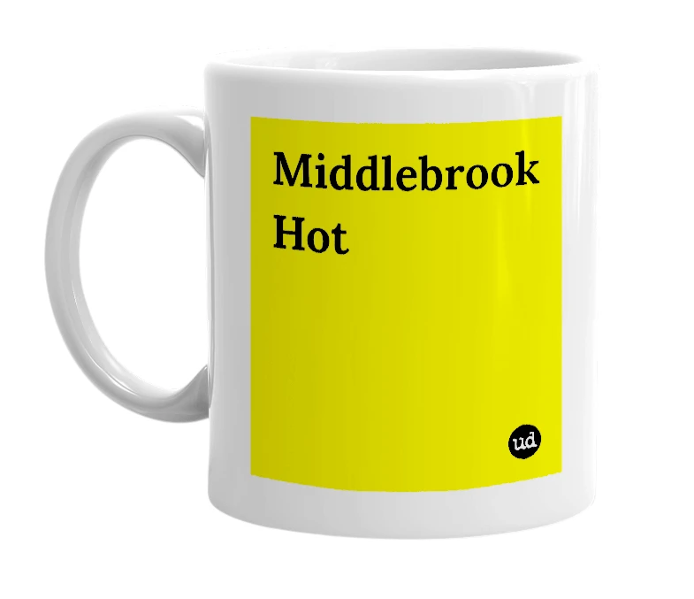 White mug with 'Middlebrook Hot' in bold black letters