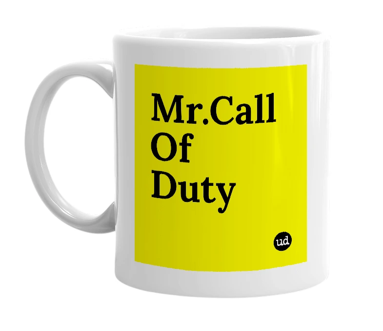 White mug with 'Mr.Call Of Duty' in bold black letters