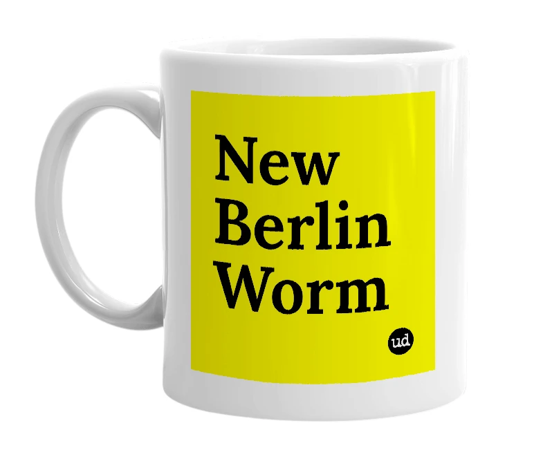 White mug with 'New Berlin Worm' in bold black letters