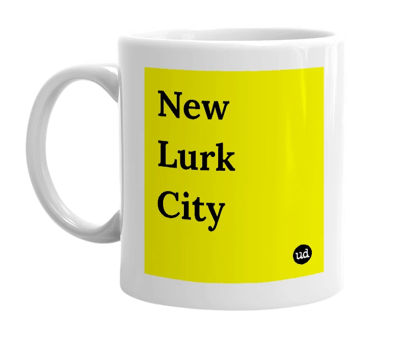 White mug with 'New Lurk City' in bold black letters