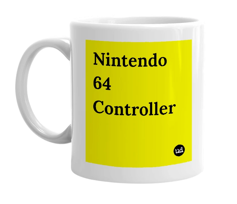 White mug with 'Nintendo 64 Controller' in bold black letters