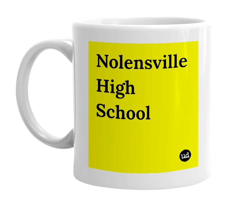 White mug with 'Nolensville High School' in bold black letters