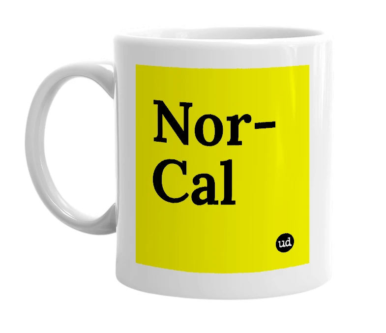 White mug with 'Nor-Cal' in bold black letters