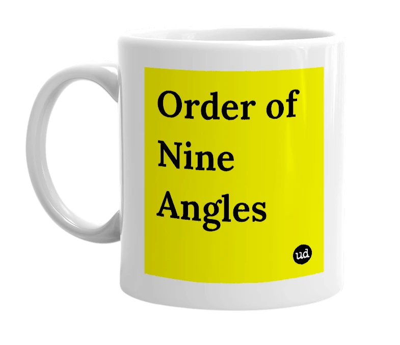 White mug with 'Order of Nine Angles' in bold black letters