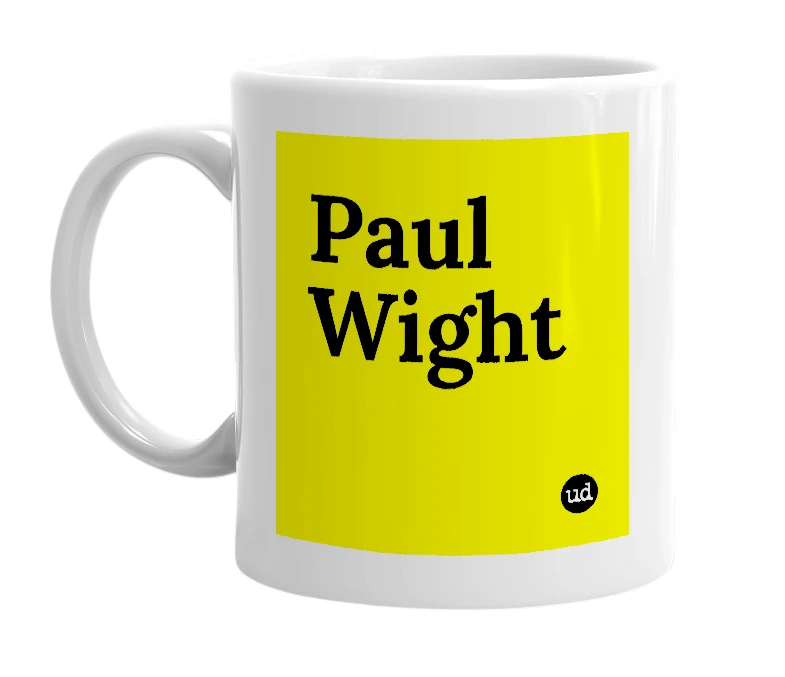 White mug with 'Paul Wight' in bold black letters