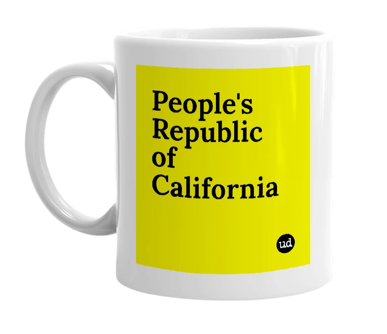 White mug with 'People's Republic of California' in bold black letters