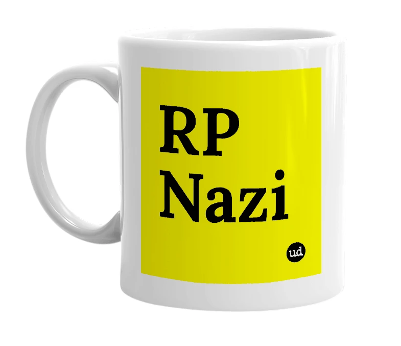 White mug with 'RP Nazi' in bold black letters