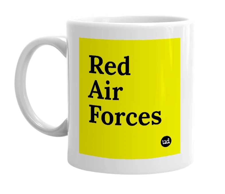 White mug with 'Red Air Forces' in bold black letters