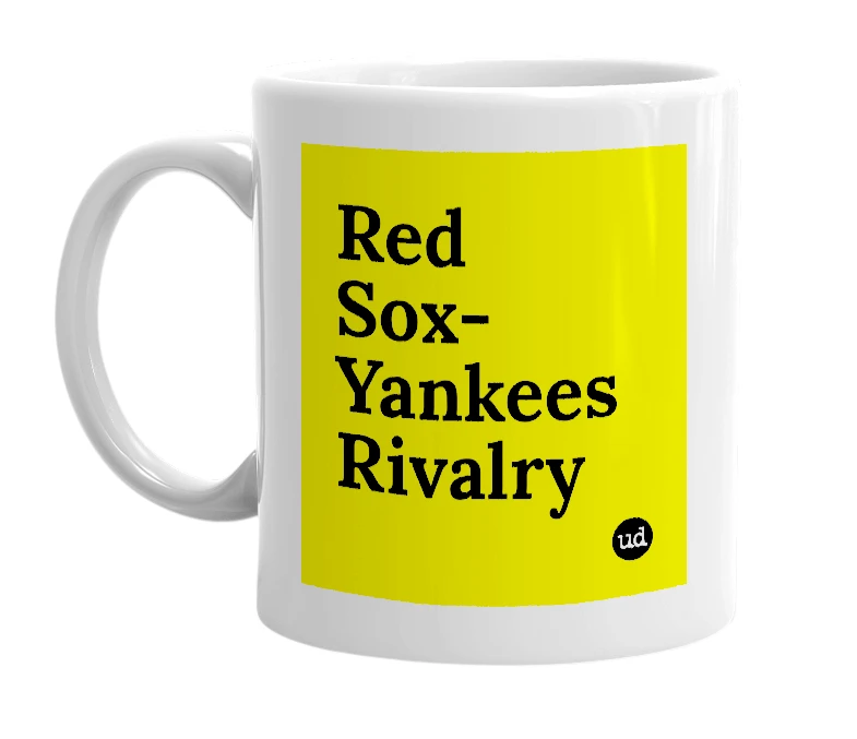 White mug with 'Red Sox-Yankees Rivalry' in bold black letters