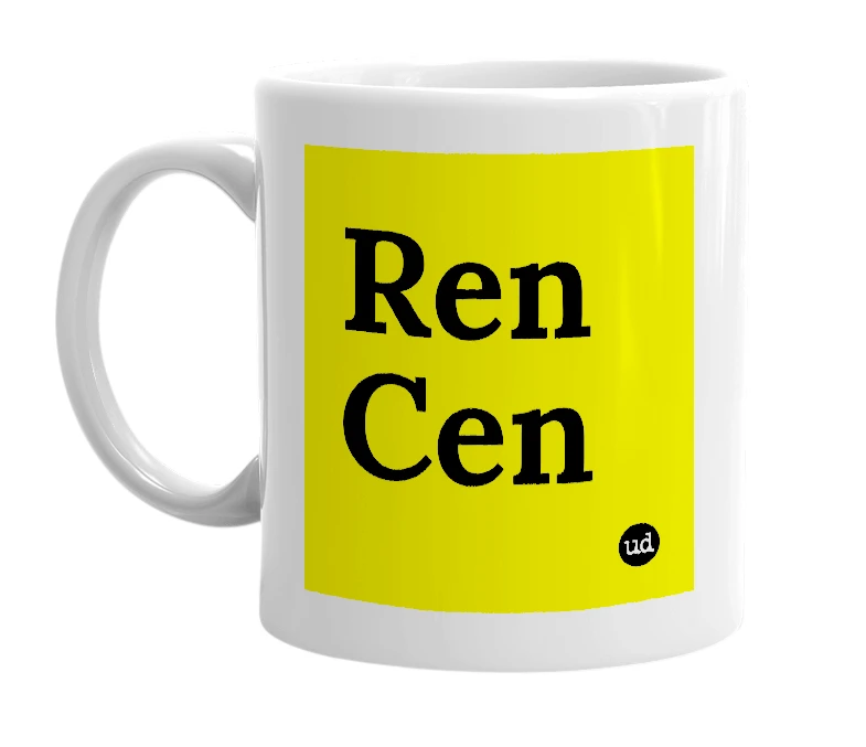 White mug with 'Ren Cen' in bold black letters