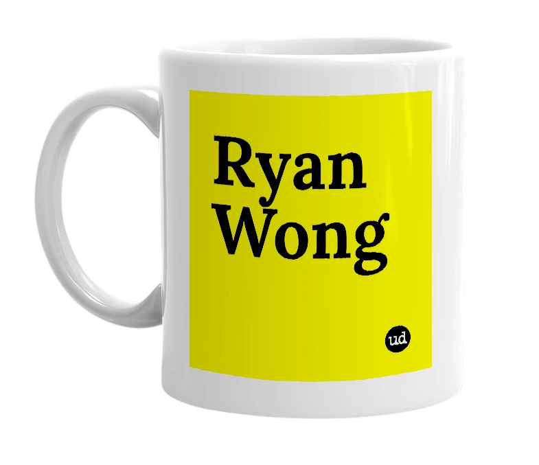 White mug with 'Ryan Wong' in bold black letters