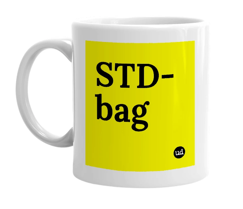 White mug with 'STD-bag' in bold black letters