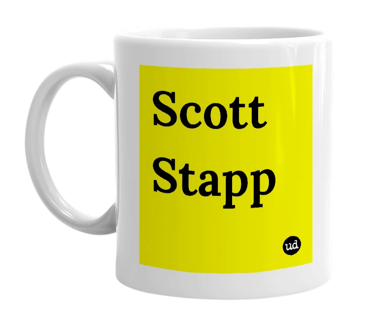 White mug with 'Scott Stapp' in bold black letters