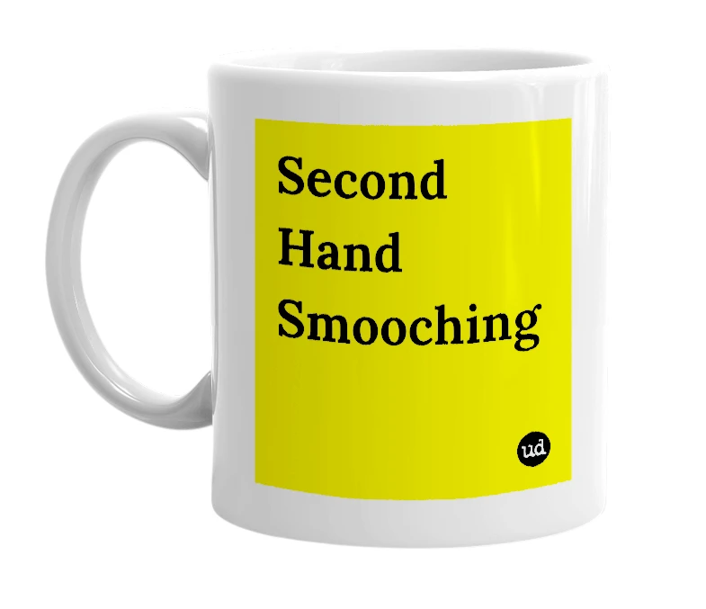 White mug with 'Second Hand Smooching' in bold black letters