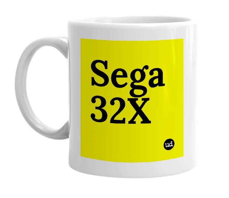 White mug with 'Sega 32X' in bold black letters