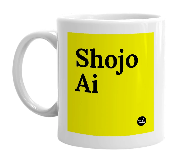 White mug with 'Shojo Ai' in bold black letters