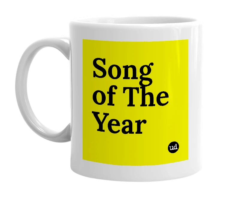 White mug with 'Song of The Year' in bold black letters
