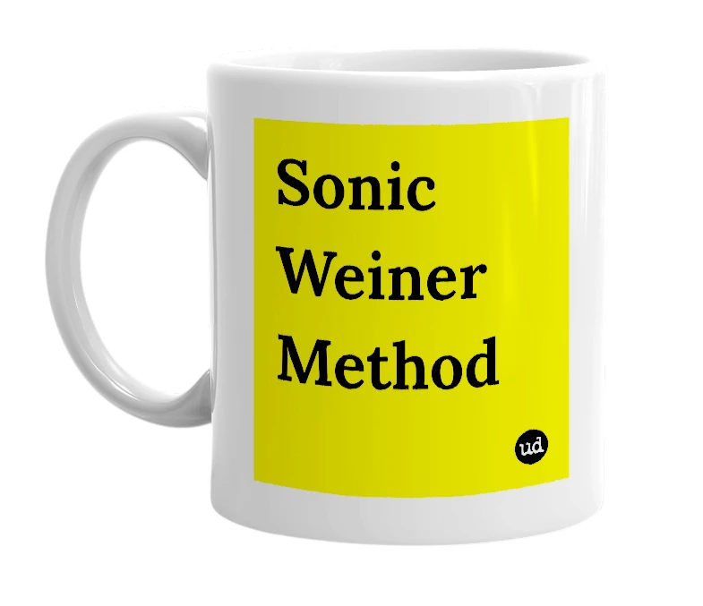 White mug with 'Sonic Weiner Method' in bold black letters
