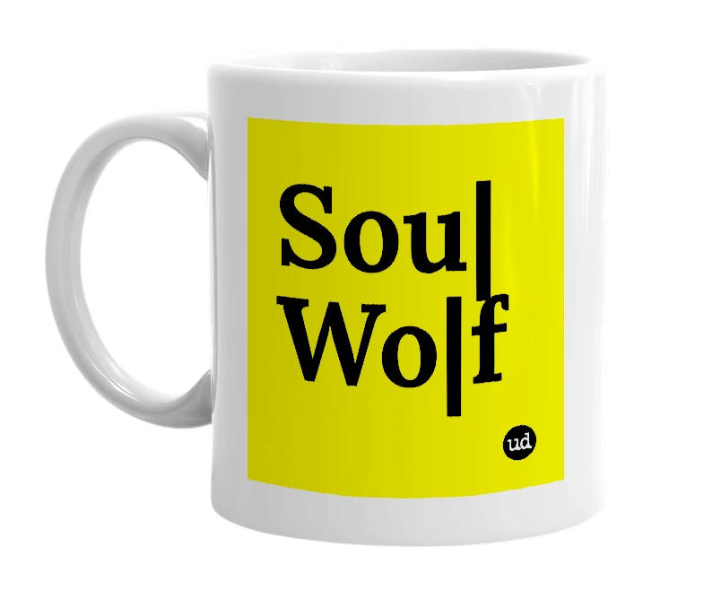 White mug with 'Sou|Wo|f' in bold black letters