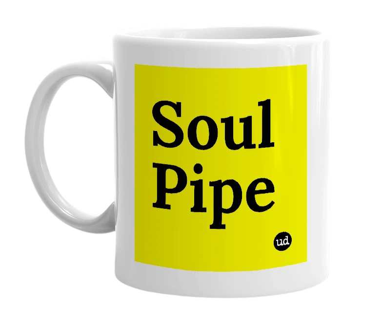 White mug with 'Soul Pipe' in bold black letters