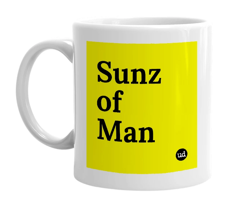 White mug with 'Sunz of Man' in bold black letters