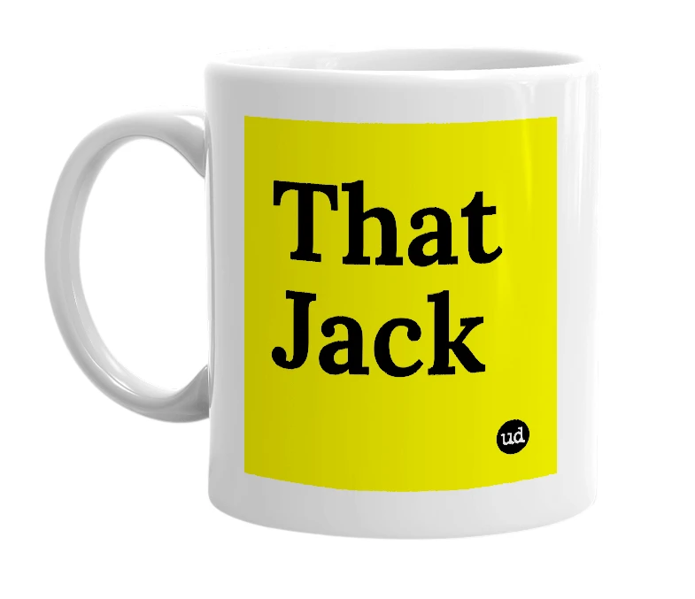 White mug with 'That Jack' in bold black letters