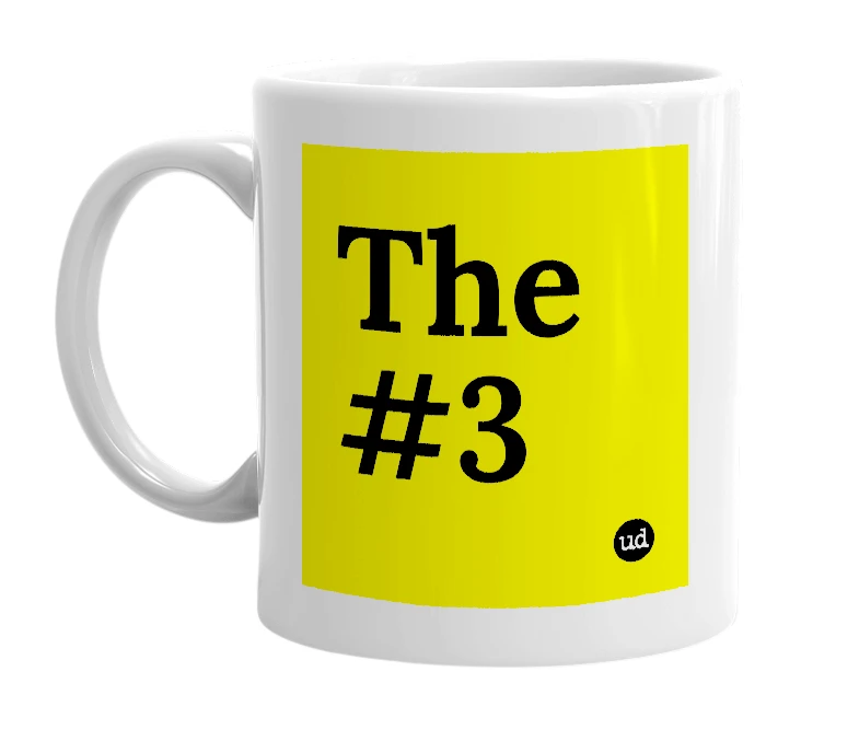 White mug with 'The #3' in bold black letters