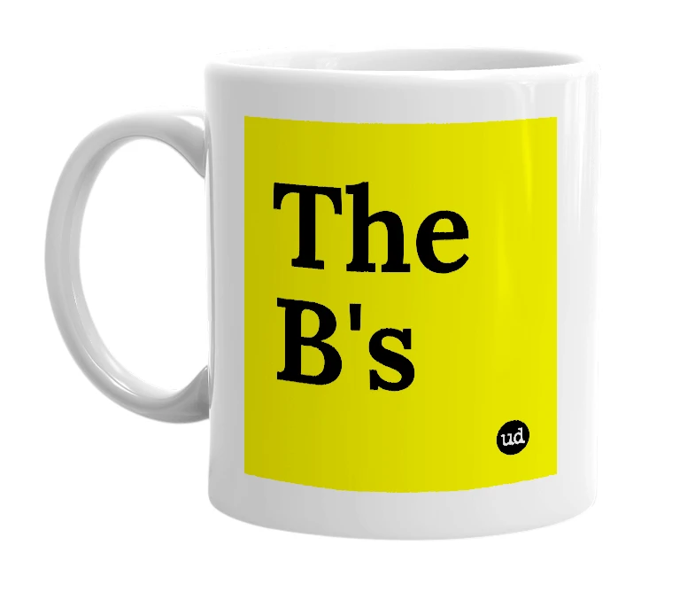 White mug with 'The B's' in bold black letters