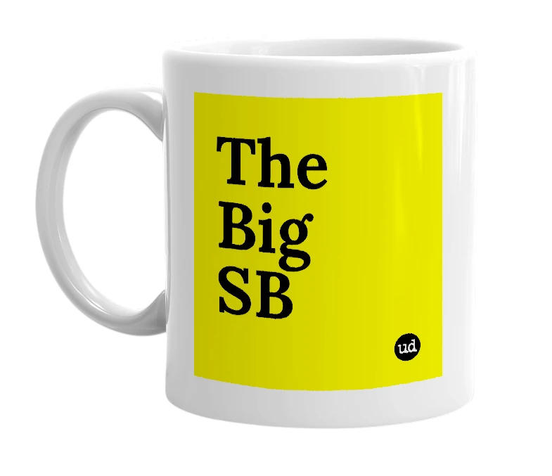 White mug with 'The Big SB' in bold black letters