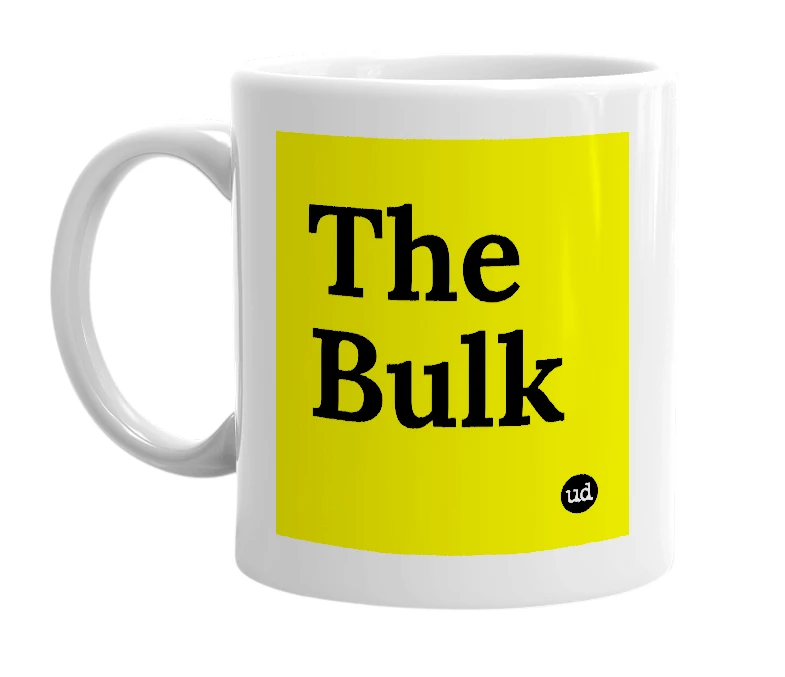 White mug with 'The Bulk' in bold black letters