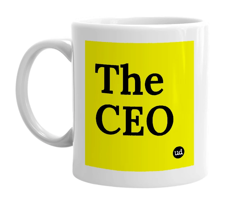 White mug with 'The CEO' in bold black letters