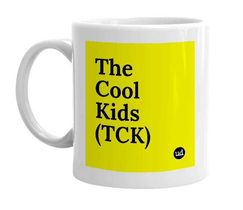 White mug with 'The Cool Kids (TCK)' in bold black letters