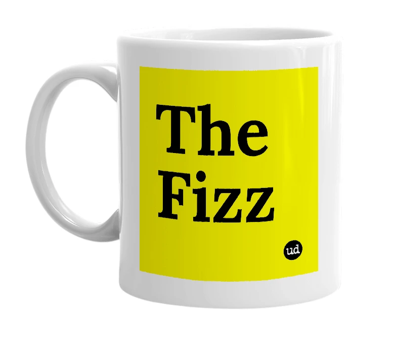 White mug with 'The Fizz' in bold black letters