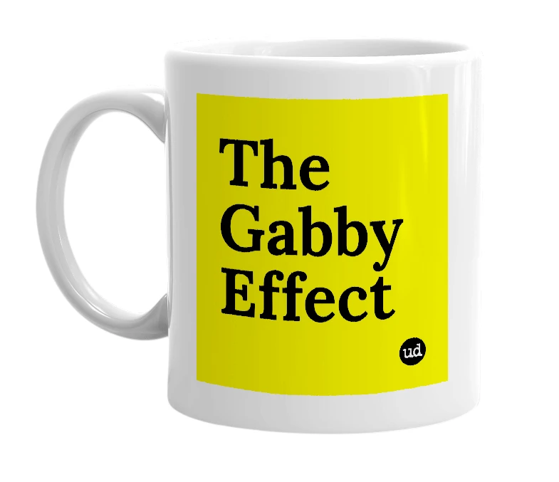 White mug with 'The Gabby Effect' in bold black letters