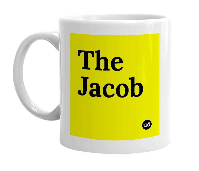 White mug with 'The Jacob' in bold black letters