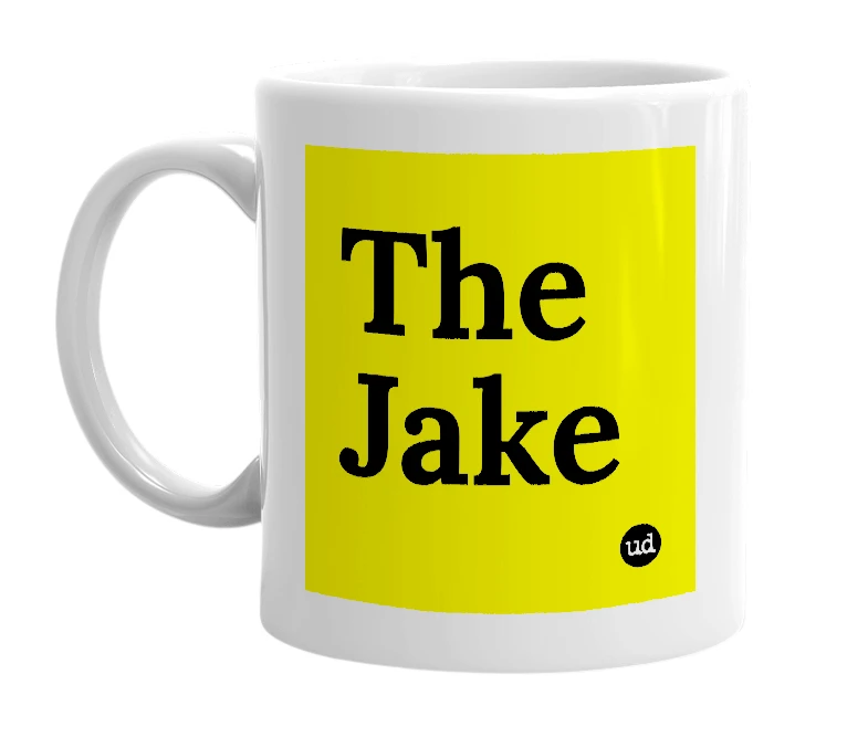 White mug with 'The Jake' in bold black letters