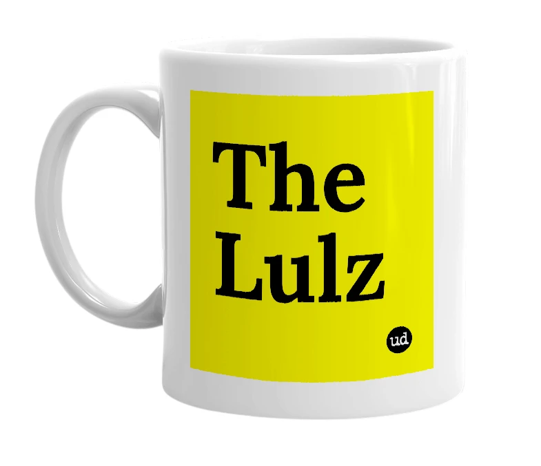 White mug with 'The Lulz' in bold black letters