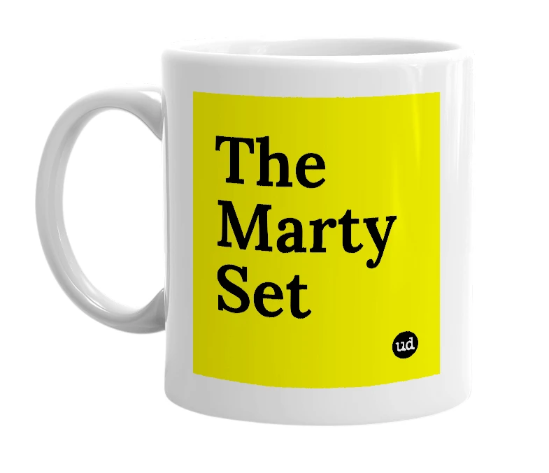 White mug with 'The Marty Set' in bold black letters