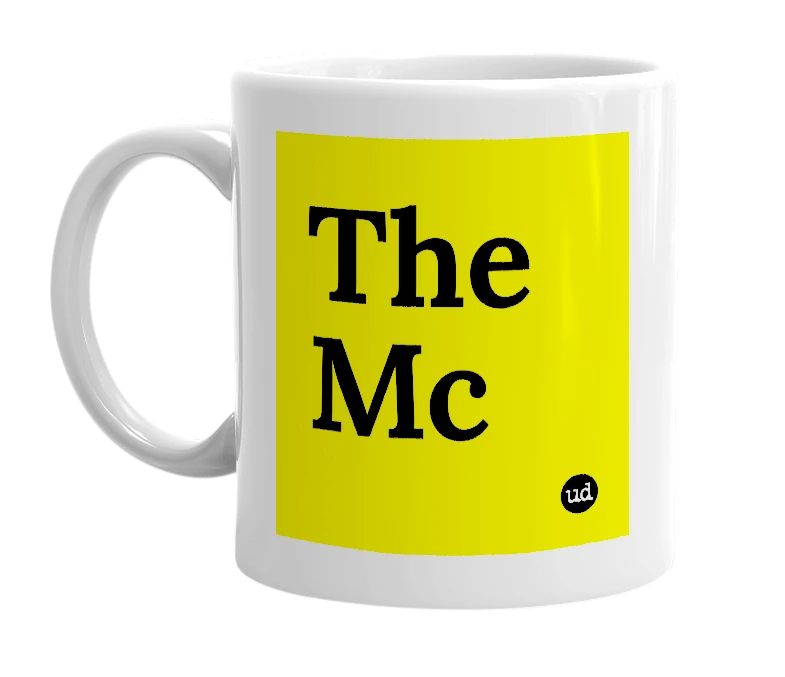 White mug with 'The Mc' in bold black letters