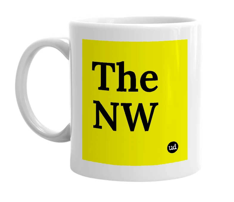 White mug with 'The NW' in bold black letters