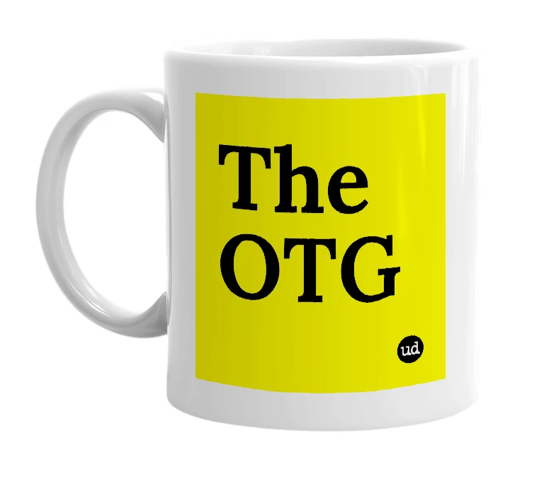 White mug with 'The OTG' in bold black letters